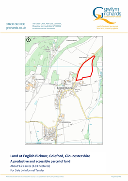 Land at English Bicknor, Coleford, Gloucestershire a Productive and Accessible Parcel of Land About 9.71 Acres (3.93 Hectares) for Sale by Informal Tender