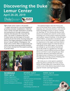 Discovering the Duke Lemur Center April 26-28, 2019