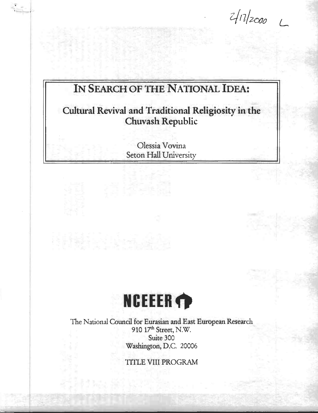 Cultural Revival and Traditional Religiosity in the Chuvash Republic