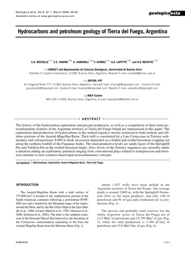 Hydrocarbons and Petroleum Geology of Tierra Del Fuego, Argentina