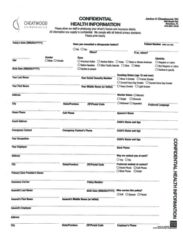 New Patient Health History Form