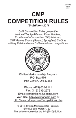CMP COMPETITION RULES 15Th Edition--2011