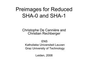 Preimages of Reduced SHA-0 and SHA-1