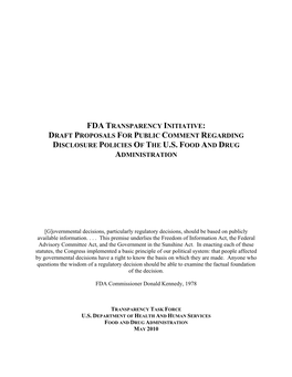 FDA Phase II Transparency Proposal