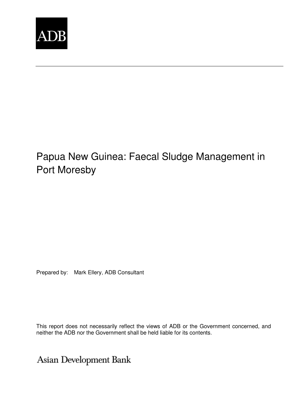 Papua New Guinea: Faecal Sludge Management in Port Moresby