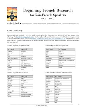 Beginning French Research for Non-French Speakers PART TWO