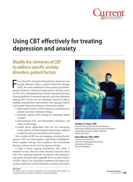Using CBT Effectively for Treating Depression and Anxiety
