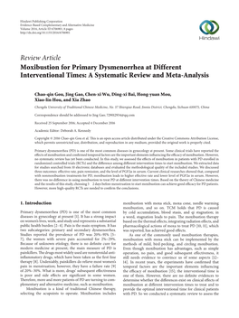 Moxibustion for Primary Dysmenorrhea at Different Interventional Times: a Systematic Review and Meta-Analysis