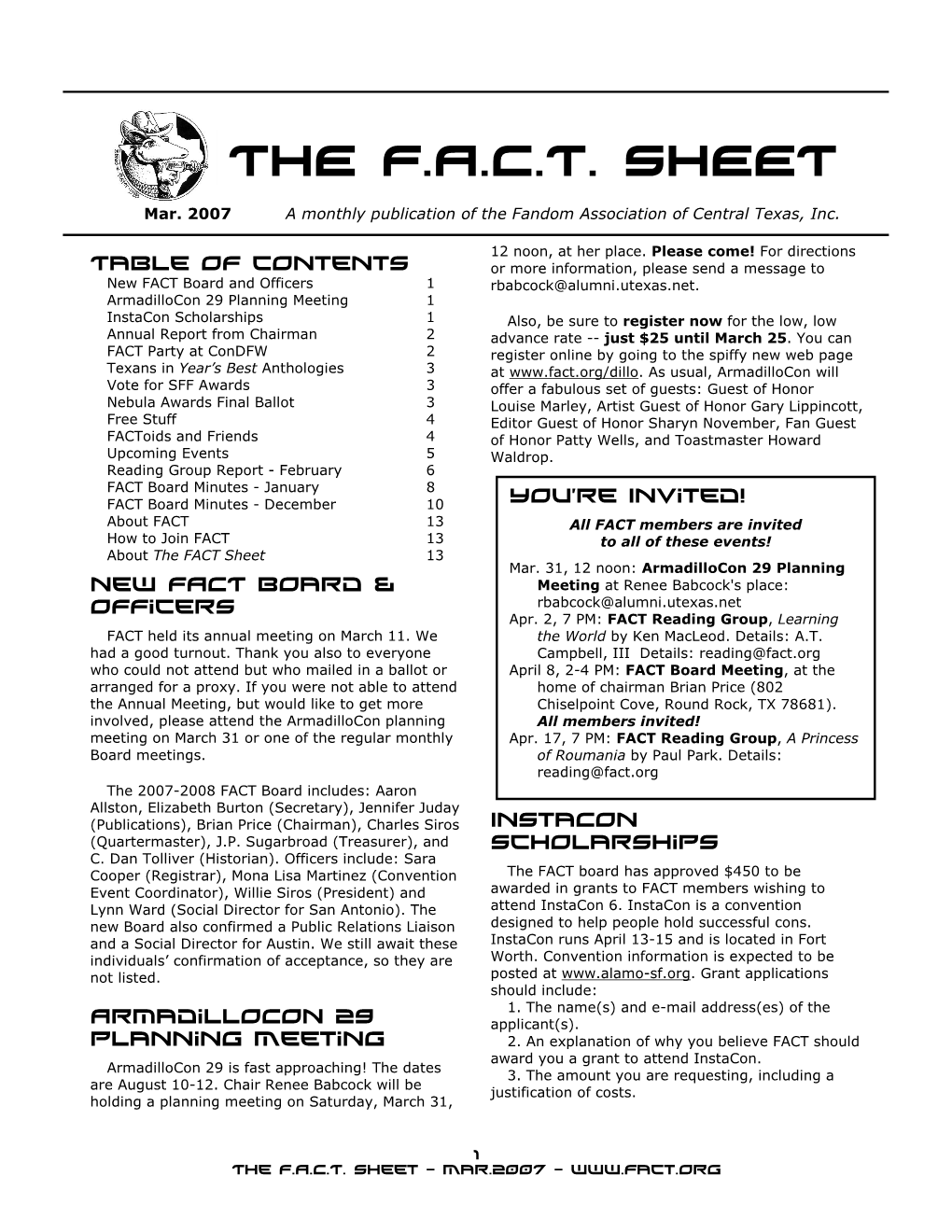 The F.A.C.T. Sheet