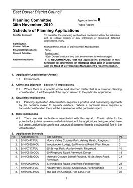 Schedule of Planning Applications