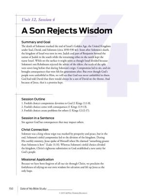 A Son Rejects Wisdom