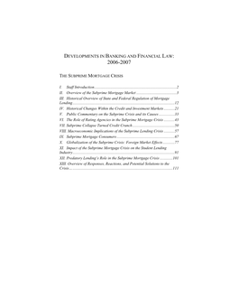 Developments in Banking and Financial Law: 2006-2007