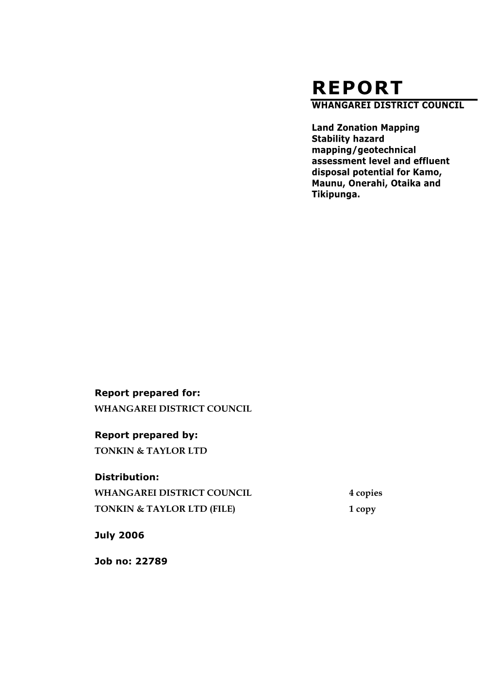 Urban Land Stability Hazards for Kamo, Maunu, Onerahi, Otaika And