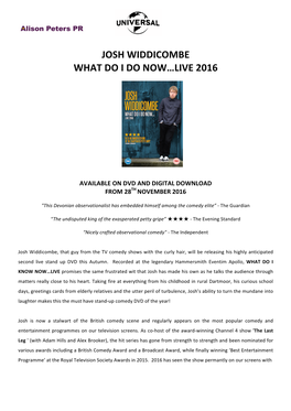 Josh Widdicombe What Do I Do Now…Live 2016