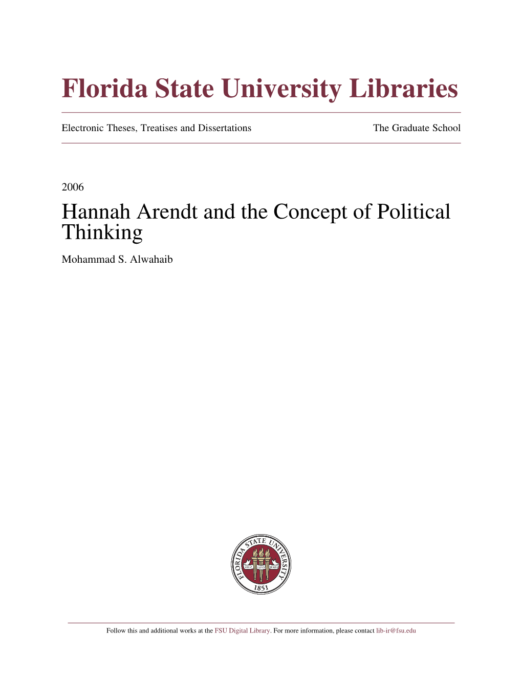 Hannah Arendt and the Concept of Political Thinking Mohammad S