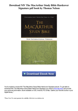 Download NIV the Macarthur Study Bible Hardcover Signature Pdf Book by Thomas Nelson