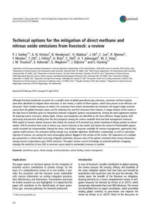 Technical Options for the Mitigation of Direct Methane and Nitrous Oxide Emissions from Livestock: a Review