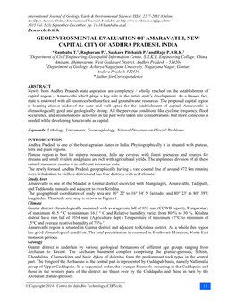 Geoenvironmental Evaluation of Amaravathi, New Capital
