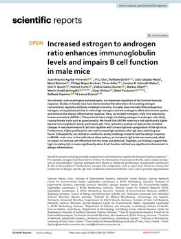 Increased Estrogen to Androgen Ratio Enhances Immunoglobulin Levels
