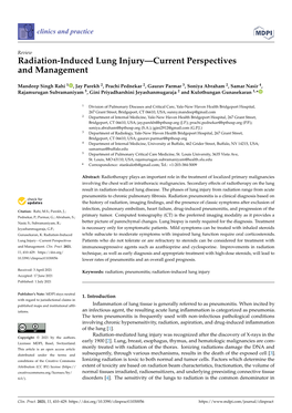 Radiation-Induced Lung Injury—Current Perspectives and Management