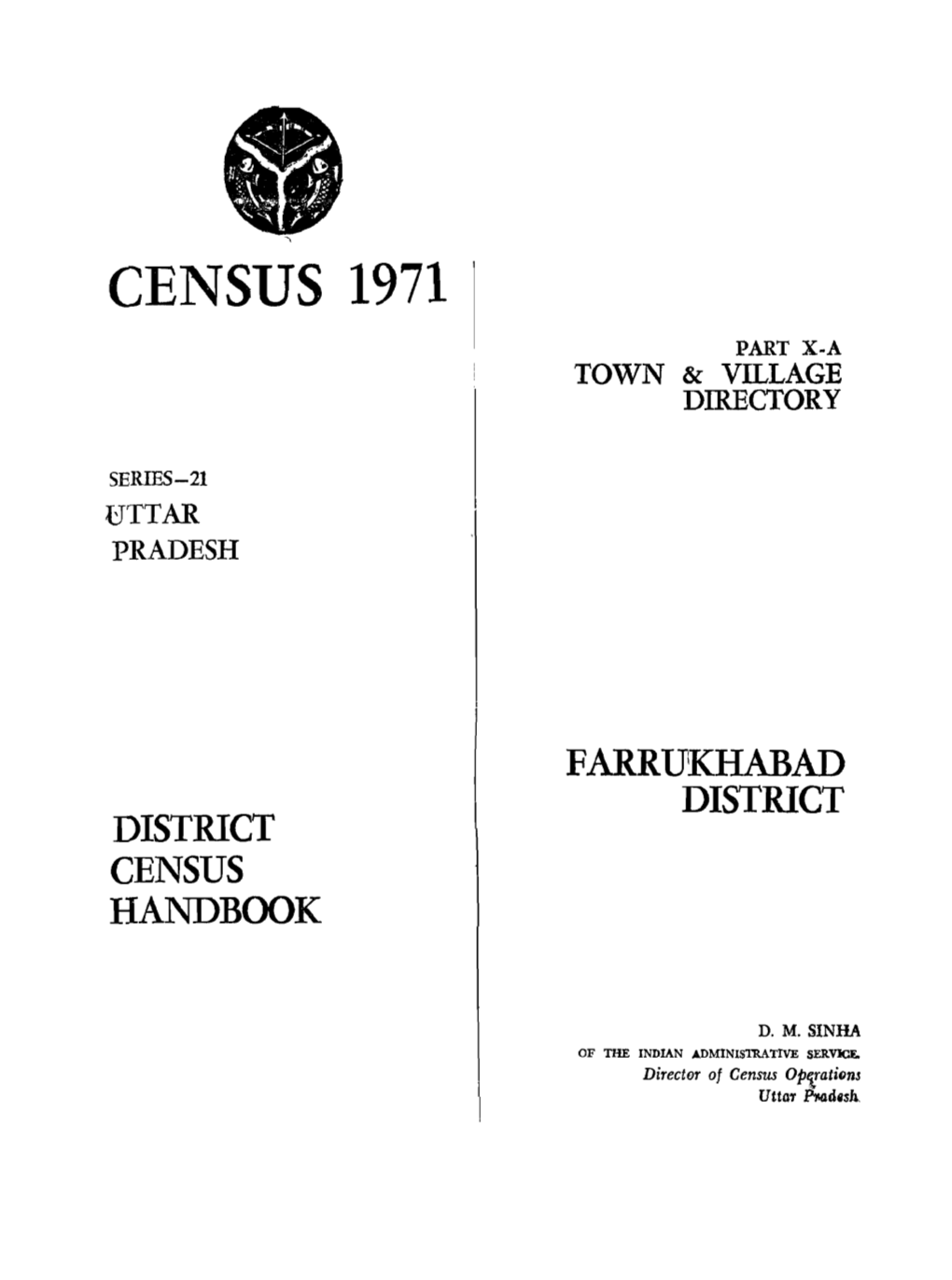 District Census Handbook, Farrukhabad, Part X-A, Series-21