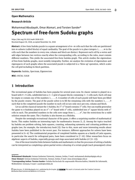 Spectrum of Free-Form Sudoku Graphs