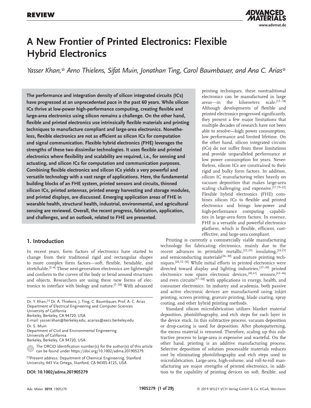 A New Frontier of Printed Electronics: Flexible Hybrid Electronics