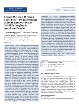 Seeing the Wolf Through Sami Eyes – Understanding Human Dimensions of Wildlife Conflict in Northern Sweden