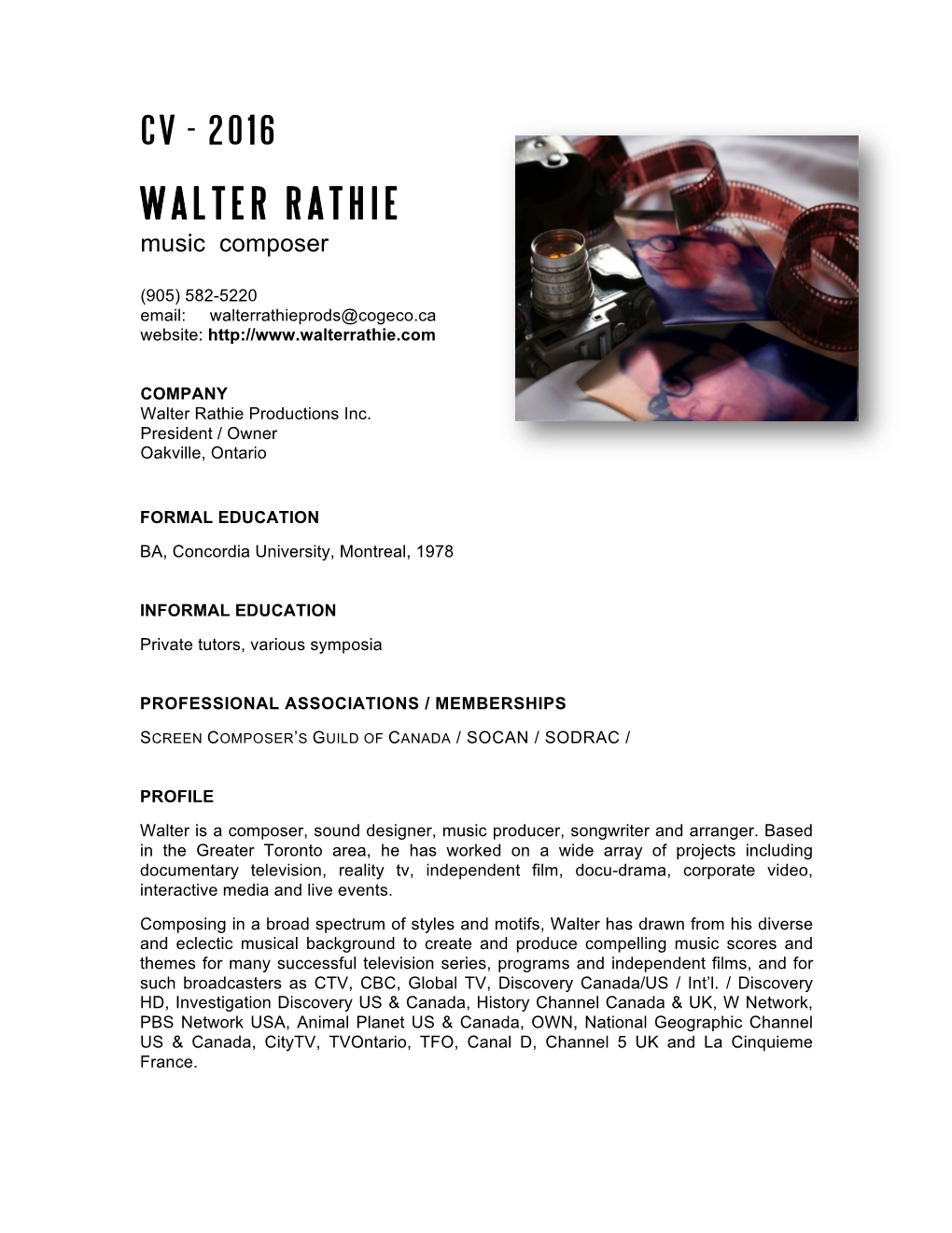 Walter Rathie Productions-Welcome to the Site