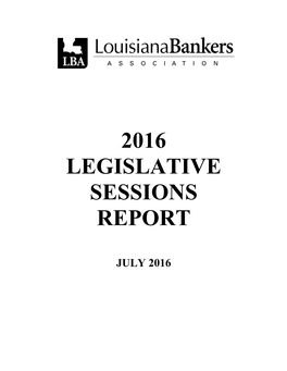 2016 Legislative Sessions Report
