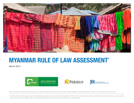 Myanmar Rule of Law Assessment*
