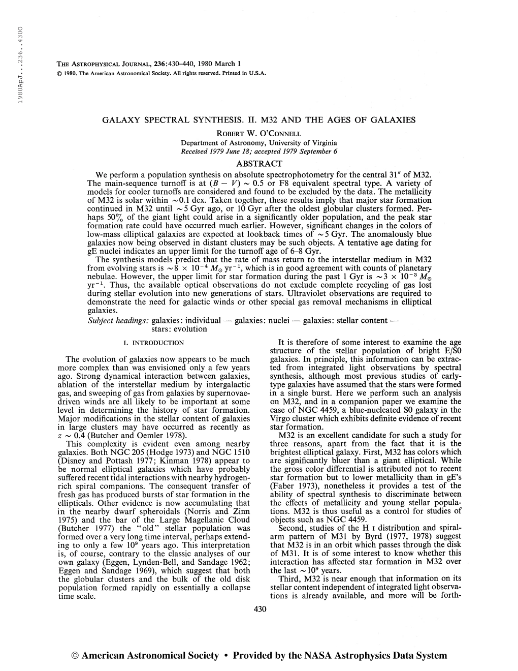 The Astrophysical Journal, 236:430-440, 1980 March 1