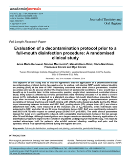 Evaluation of a Decontamination Protocol Prior to a Full-Mouth Disinfection Procedure: a Randomised Clinical Study