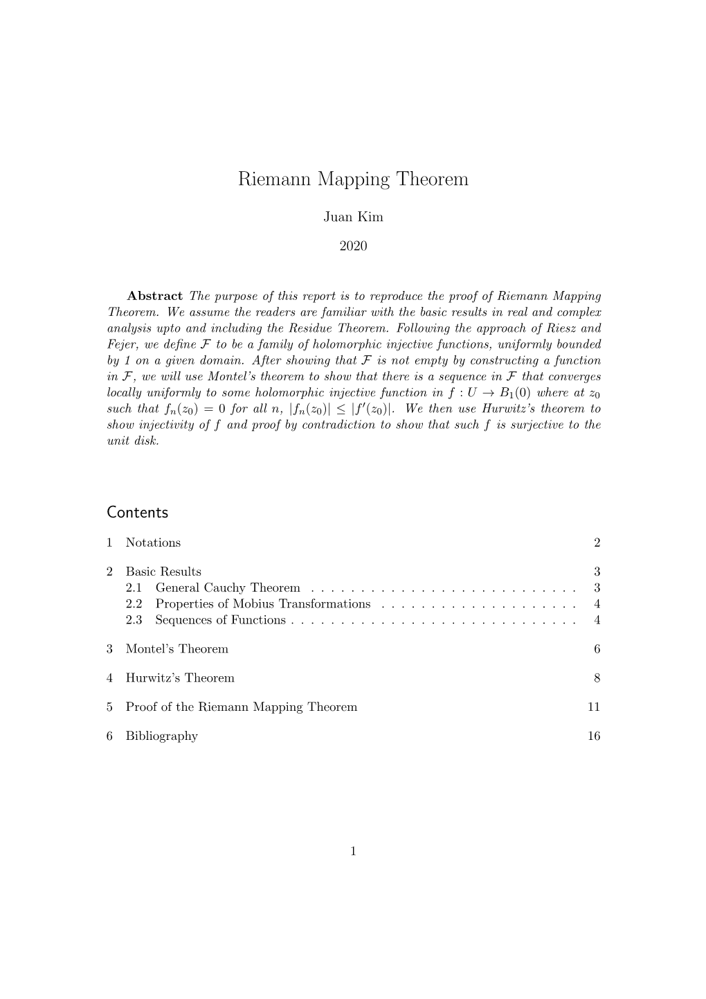 Riemann Mapping Theorem