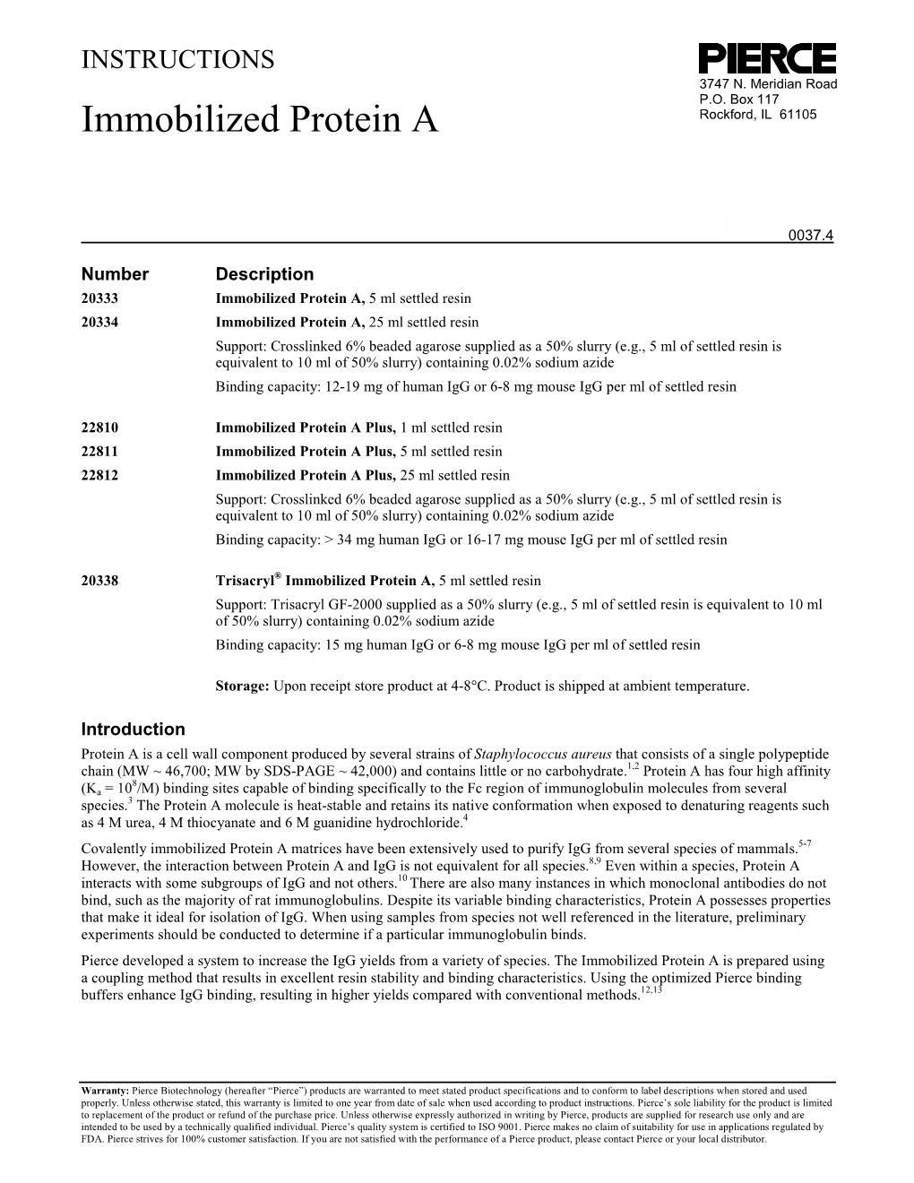 Immobilized Protein A