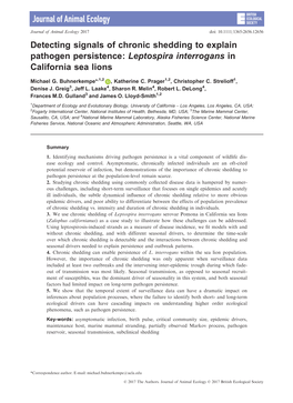 Detecting Signals of Chronic Shedding to Explain Pathogen Persistence: Leptospira Interrogans in California Sea Lions