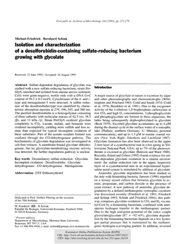 Isolation and Characterization of a Desulforubidin-Containing Sulfate-Reducing Bacterium Growing with Glycolate