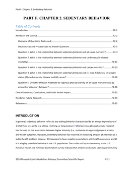 Part F. Chapter 2. Sedentary Behavior