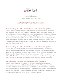 Luisella Romeo Live Walking Virtual Tours in Venice