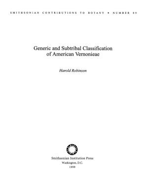 Generic and Subtribal Classification of American Vernonieae