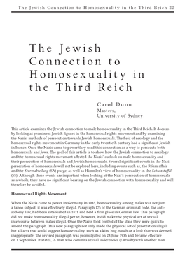 The Jewish Connection to Homosexuality in the Third Reich 22