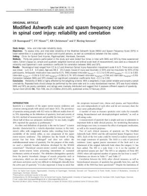 Modified Ashworth Scale and Spasm Frequency Score in Spinal Cord Injury