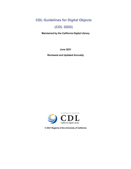 CDL Guidelines for Digital Objects (CDL GDO)