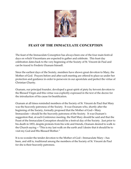 Feast of the Immaculate Conception