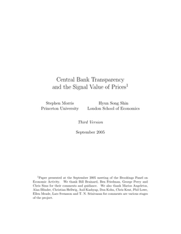 Central Bank Transparency and the Signal Value of Prices1