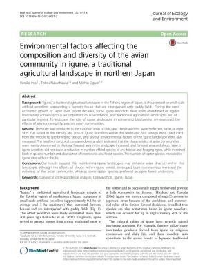 Environmental Factors Affecting the Composition and Diversity of The