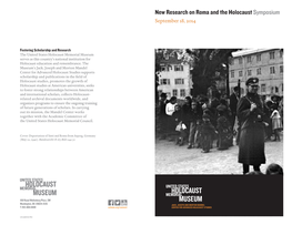 New Research on Roma and the Holocaust Symposium September 18, 2014