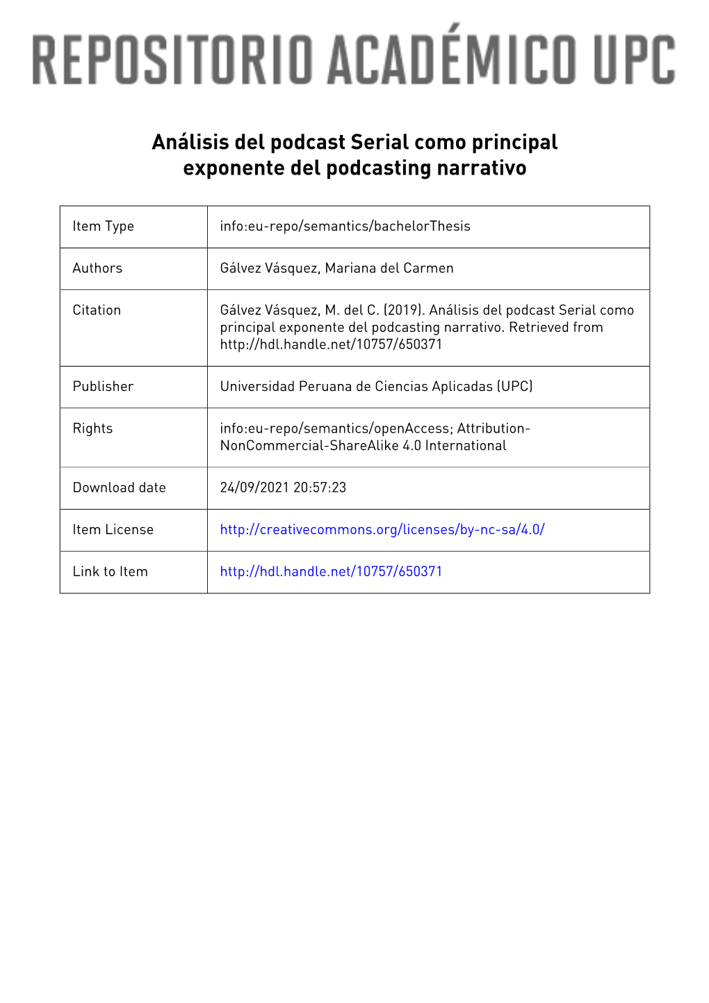 Análisis Del Podcast Serial Como Principal Exponente Del Podcasting Narrativo