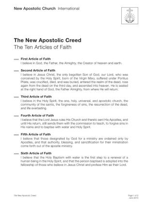 The New Apostolic Creed the Ten Articles of Faith