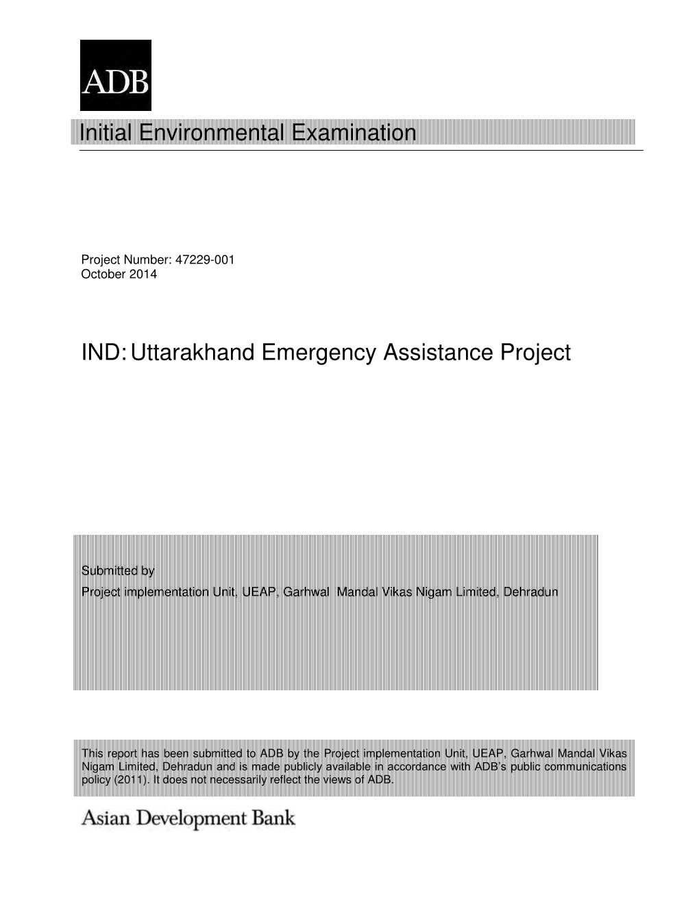 47229-001: Initial Environmental Examination